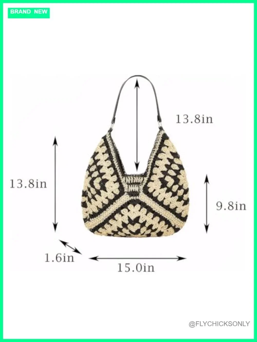 Straw Woven Hobo Bag - Large Slouchy Tote with Magnetic Snap Closure